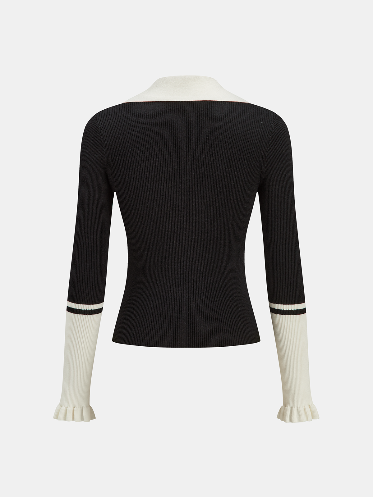 Haut en maille à col color-block et poignets volantés