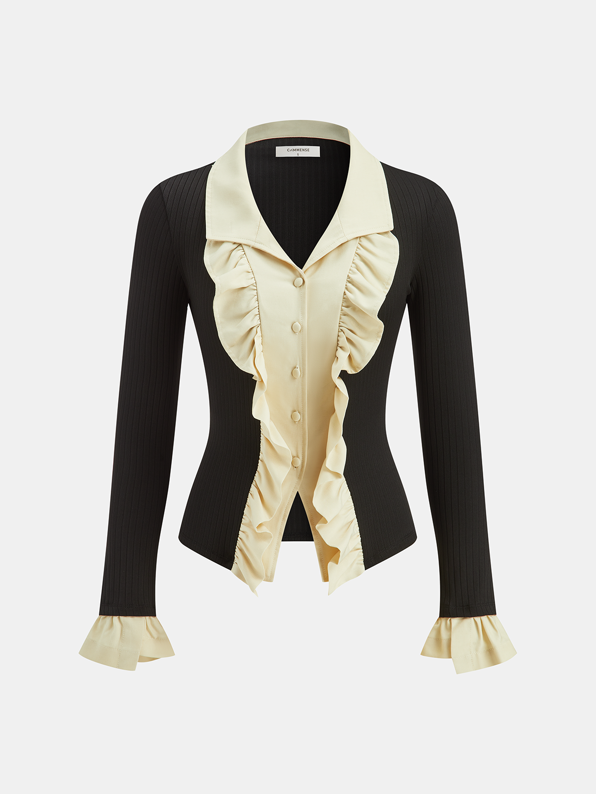 Ruffled Collared Button Front Blouse