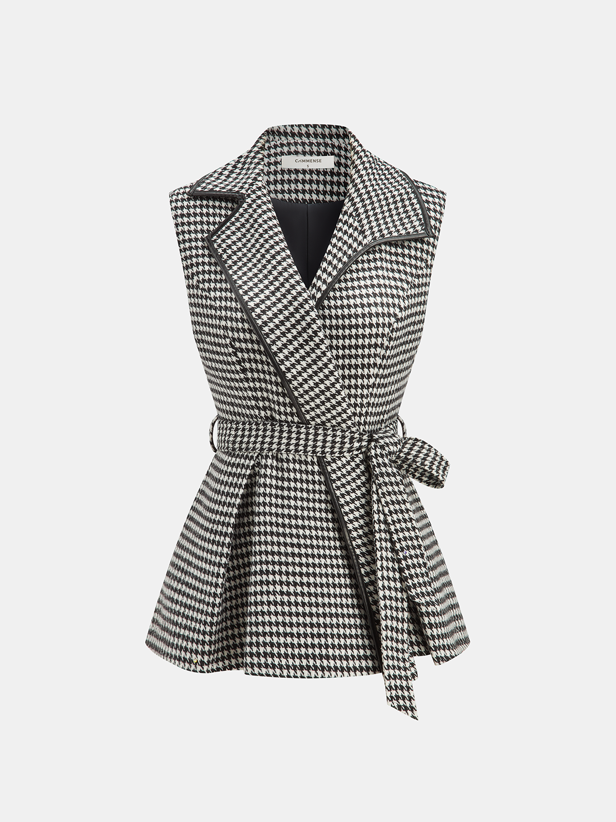 Houndstooth Tweed Belted Vest