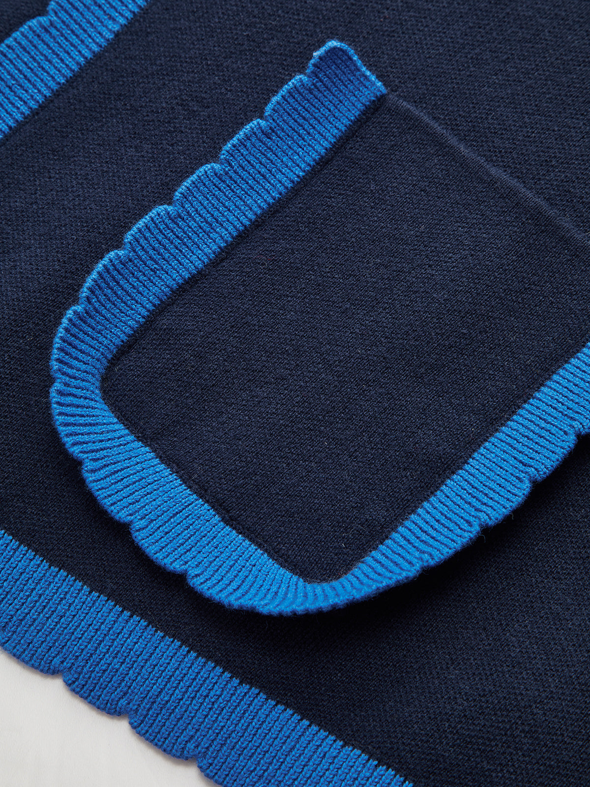 Contrast Trim Scallop Collar Cardigan