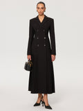 Plissierter Saum zweireihiger Blazer-Mantel