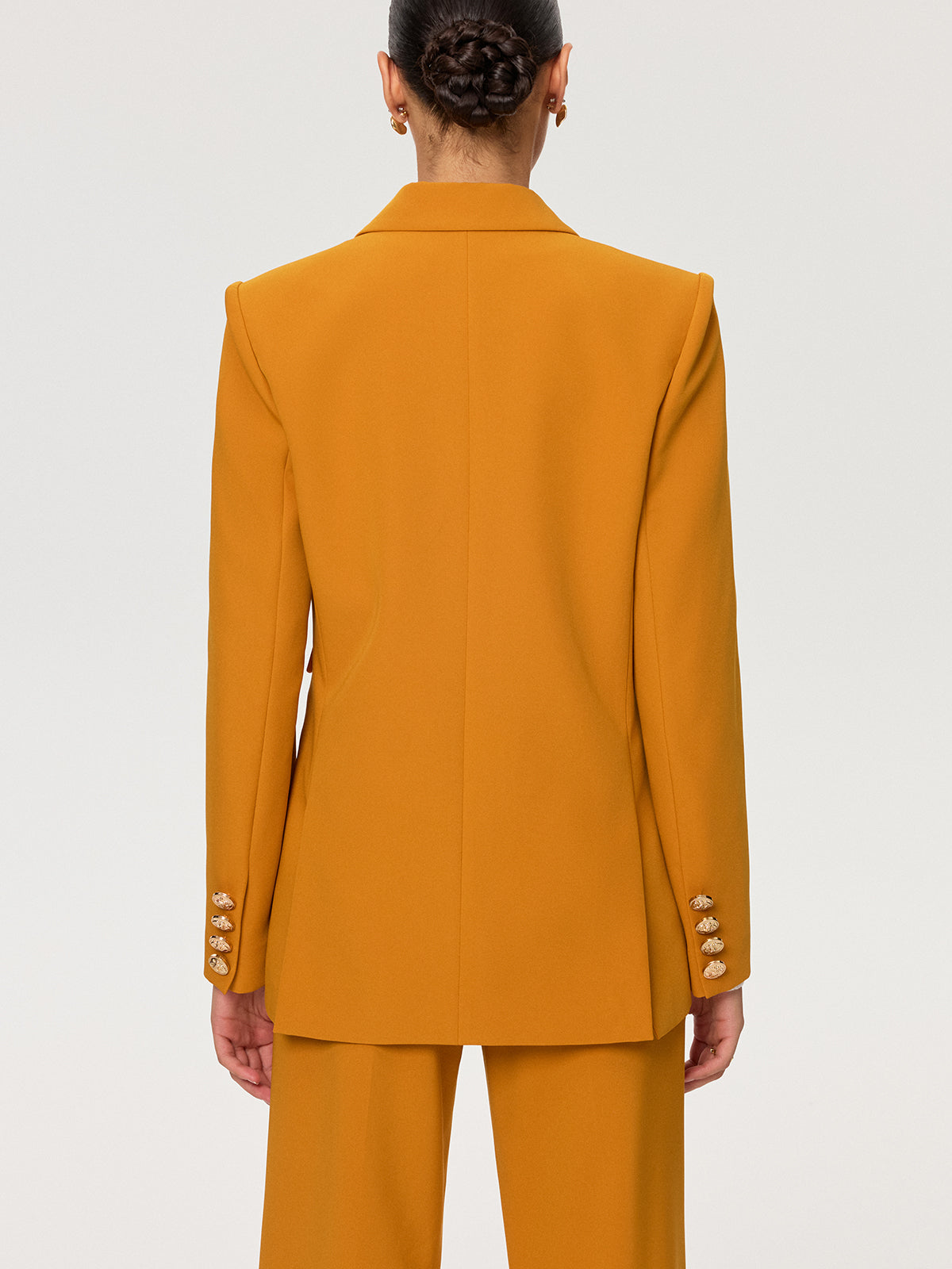 Double-Breasted Metal Button Blazer