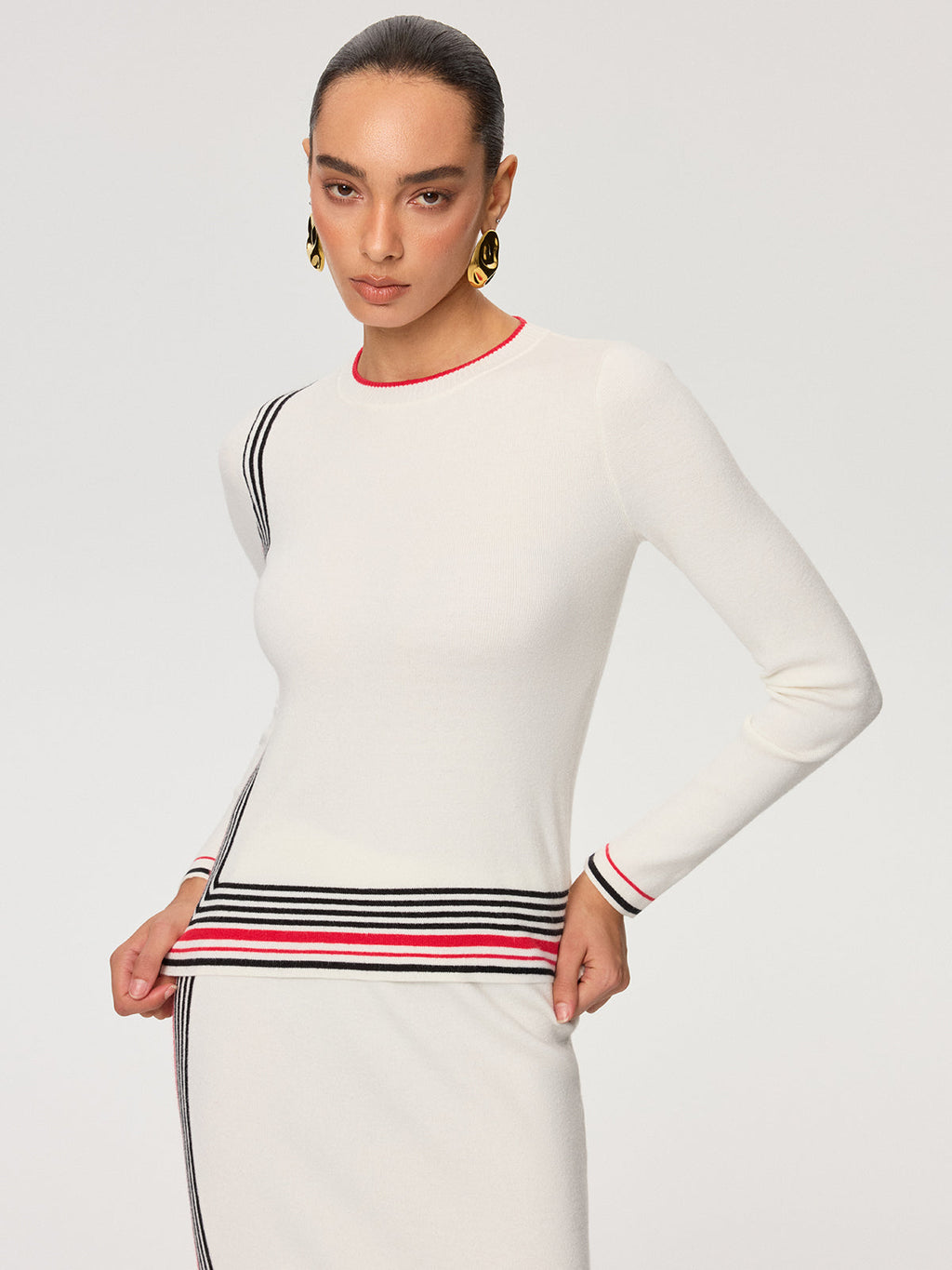 Striped Wool-Blend Knit Top