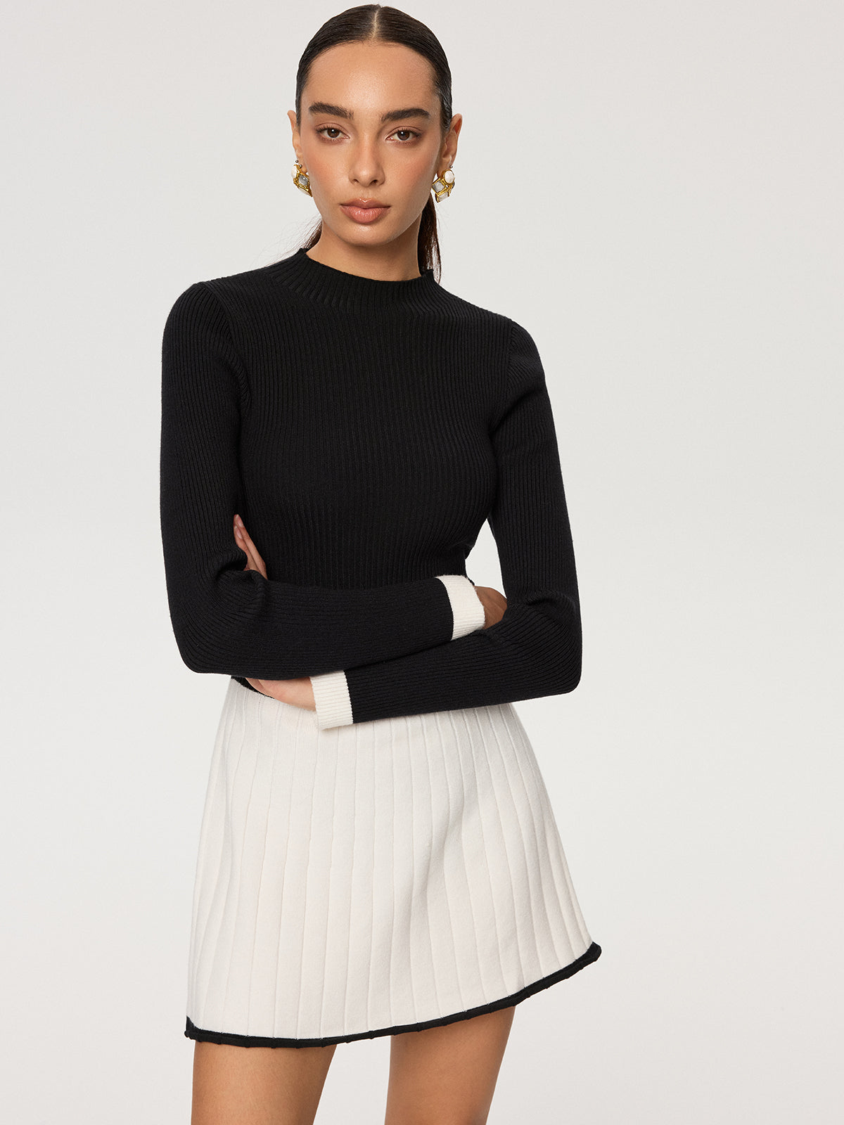 Geripptes Color-Block-Minikleid