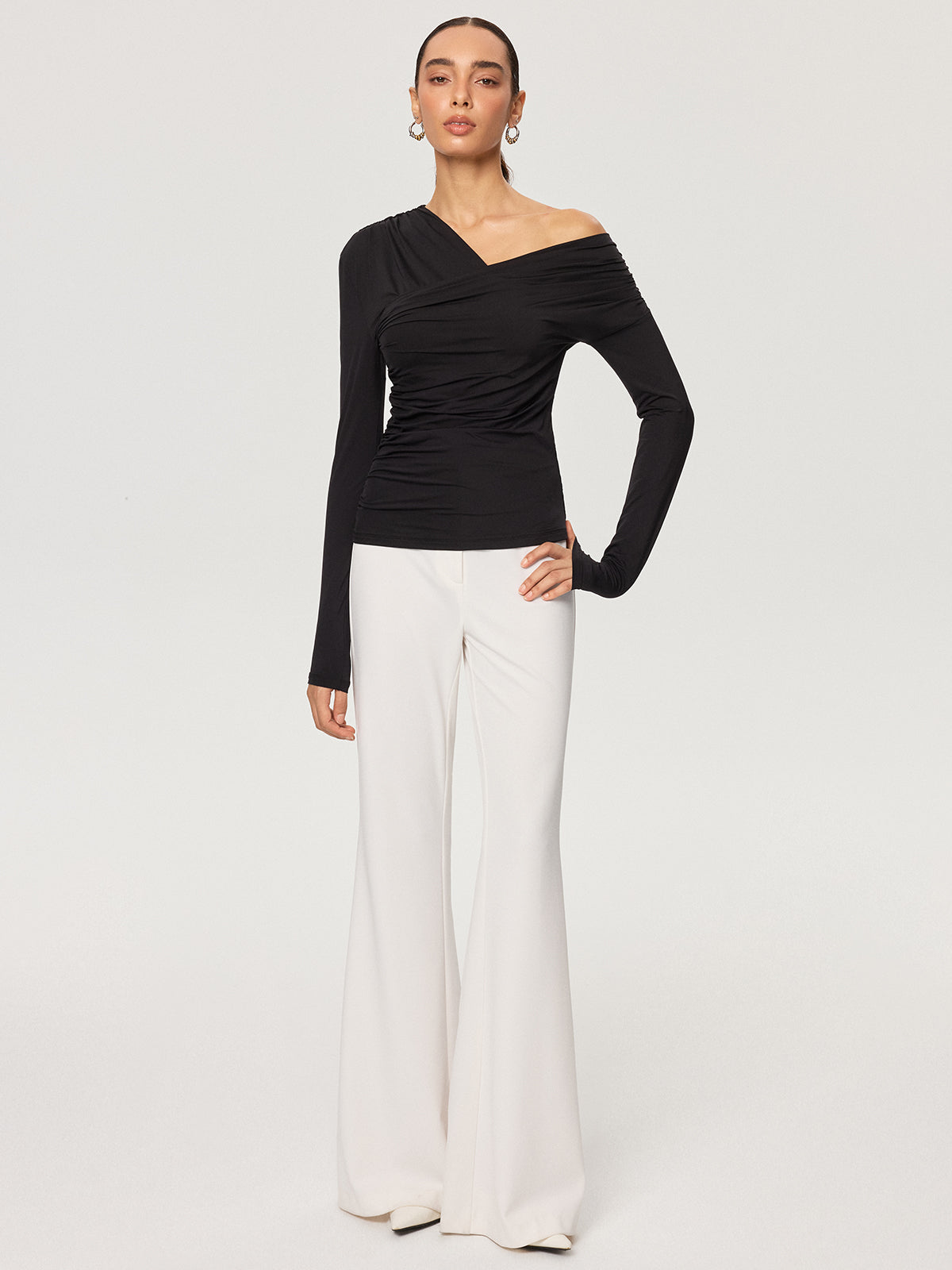 Off-Shoulder Ruched T-Shirt