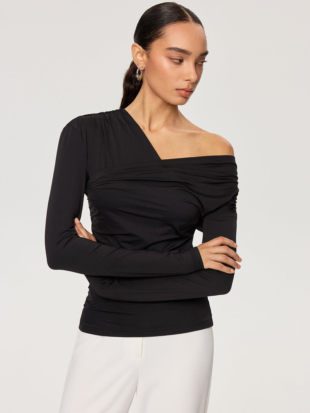 Carmen-T-Shirt mit Raffungen