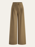 Plissierte Nadelstreifen-Hose mit weitem Bein