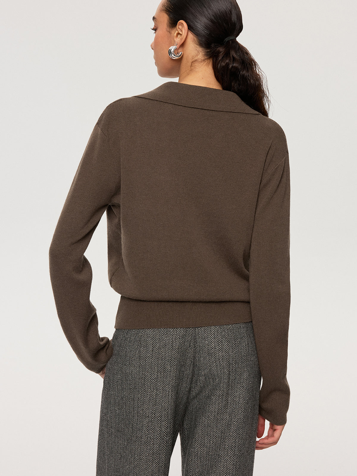 Pull polo 2 en 1 à col en laine mélangée et blocs de couleurs