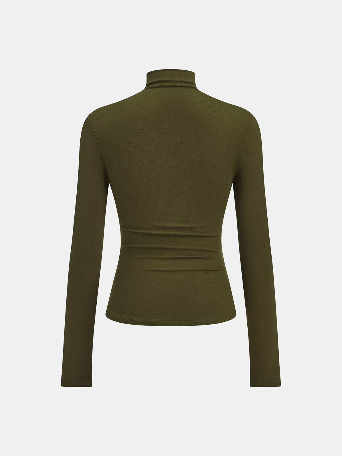 Turtleneck Ruched Decor Button Knit Top