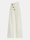 Asymmetrische Knopf-Mid-Waist-Hose mit weitem Bein