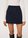 Mini-jupe en mélange de coton sans ceinture