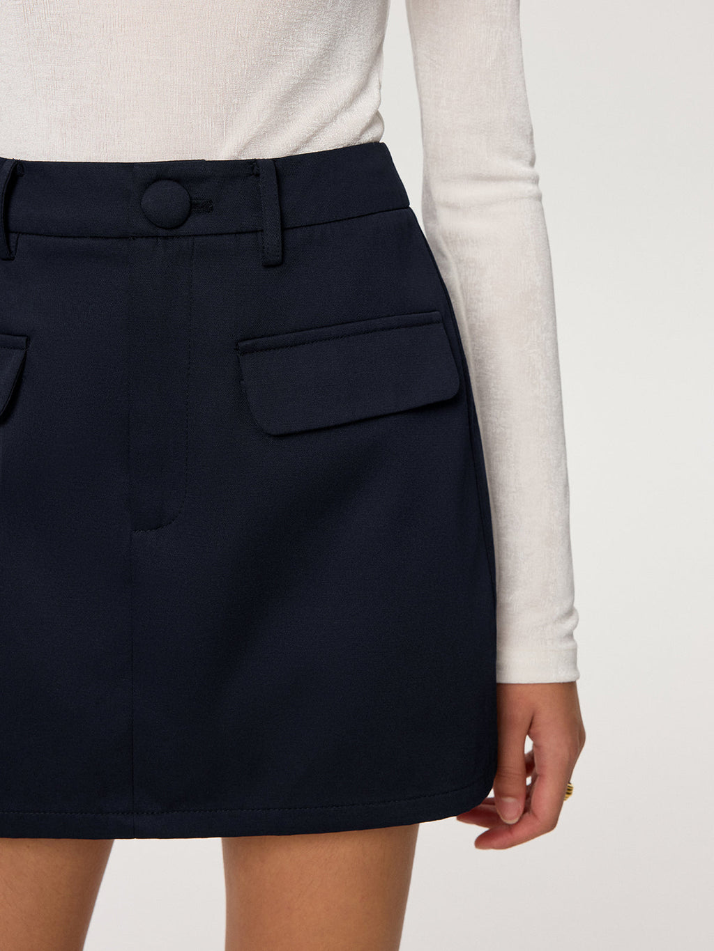 Mini-jupe en mélange de coton sans ceinture