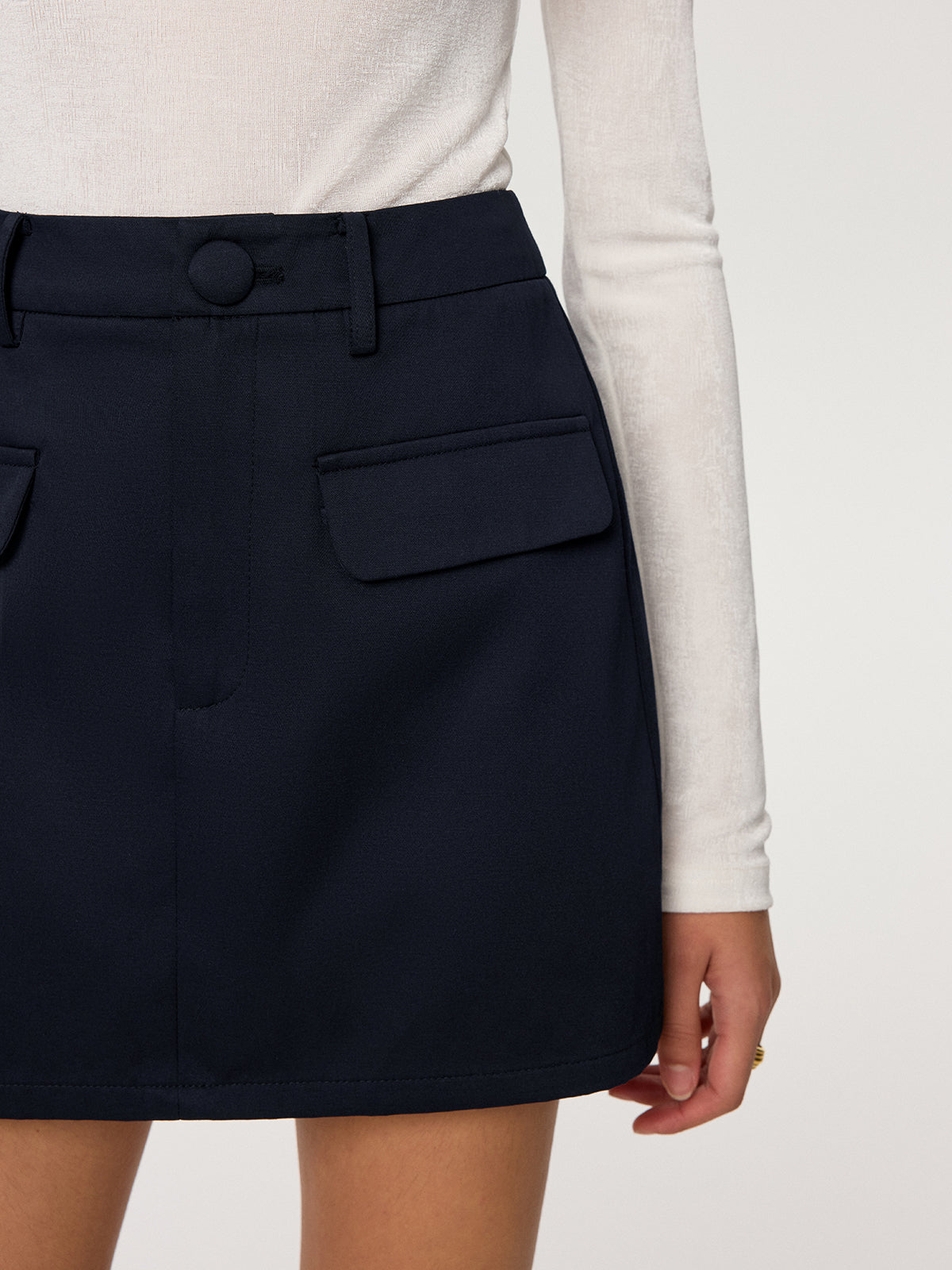 Mini-jupe en mélange de coton sans ceinture