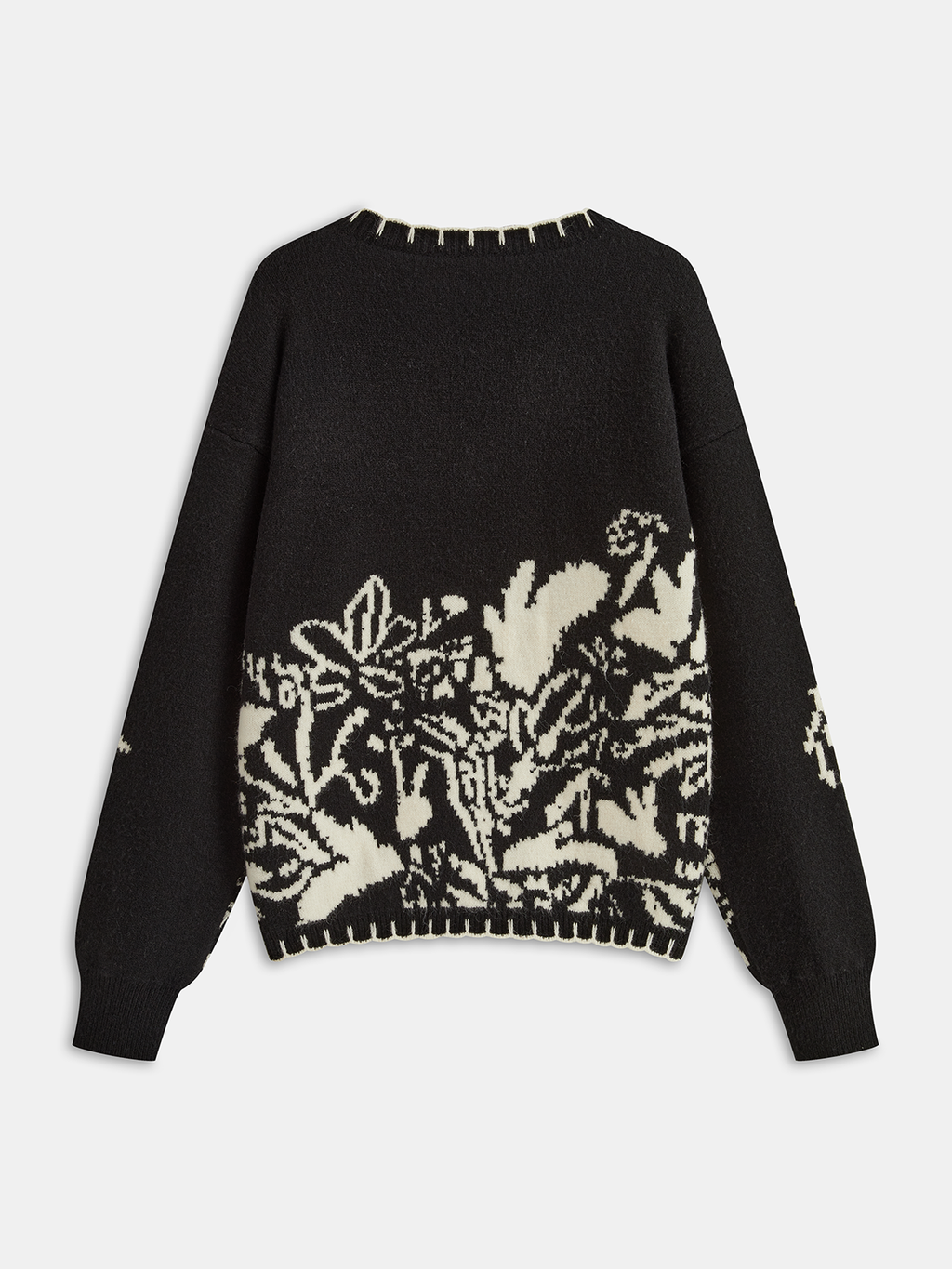 Pull col en V à motif floral