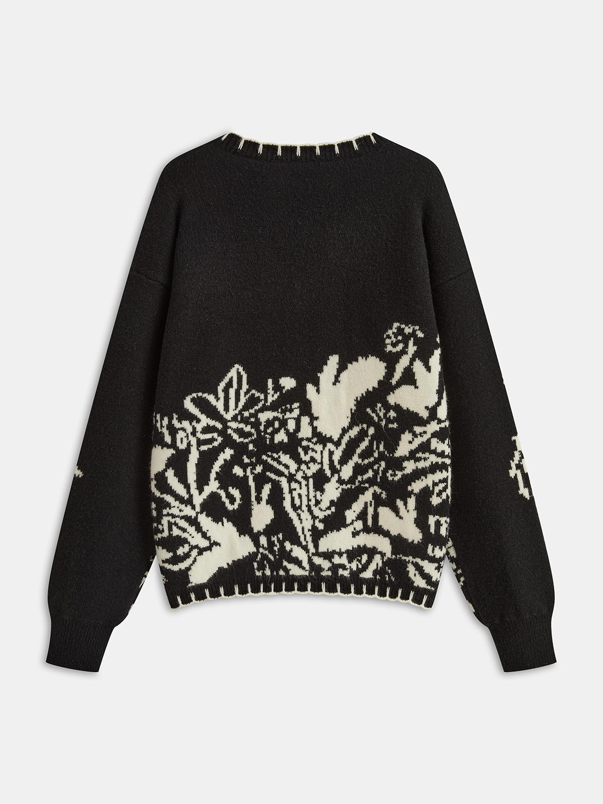 Floral Pattern V-Neck Sweater