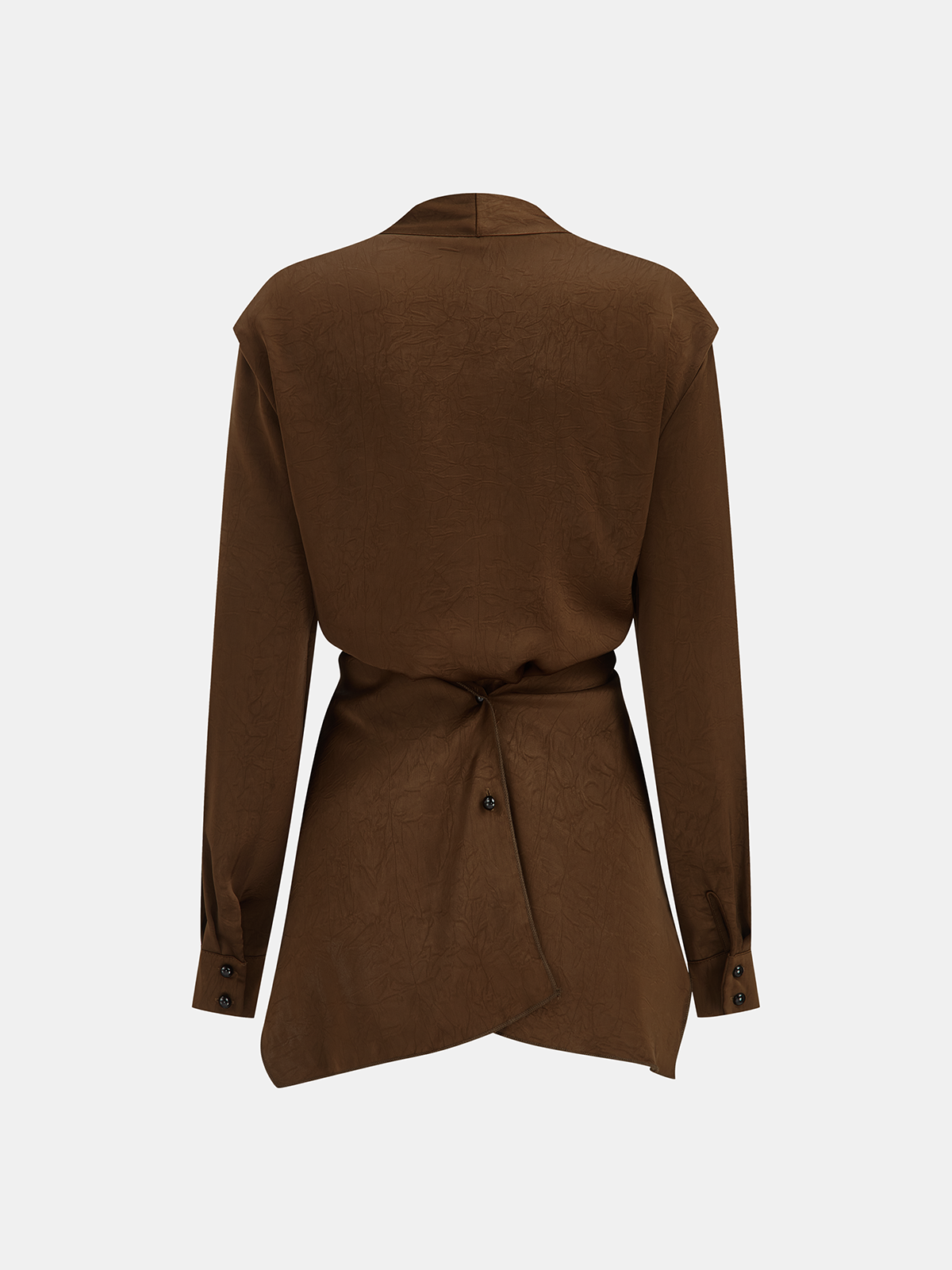 Satin V-Neck Cross-Front Blouse