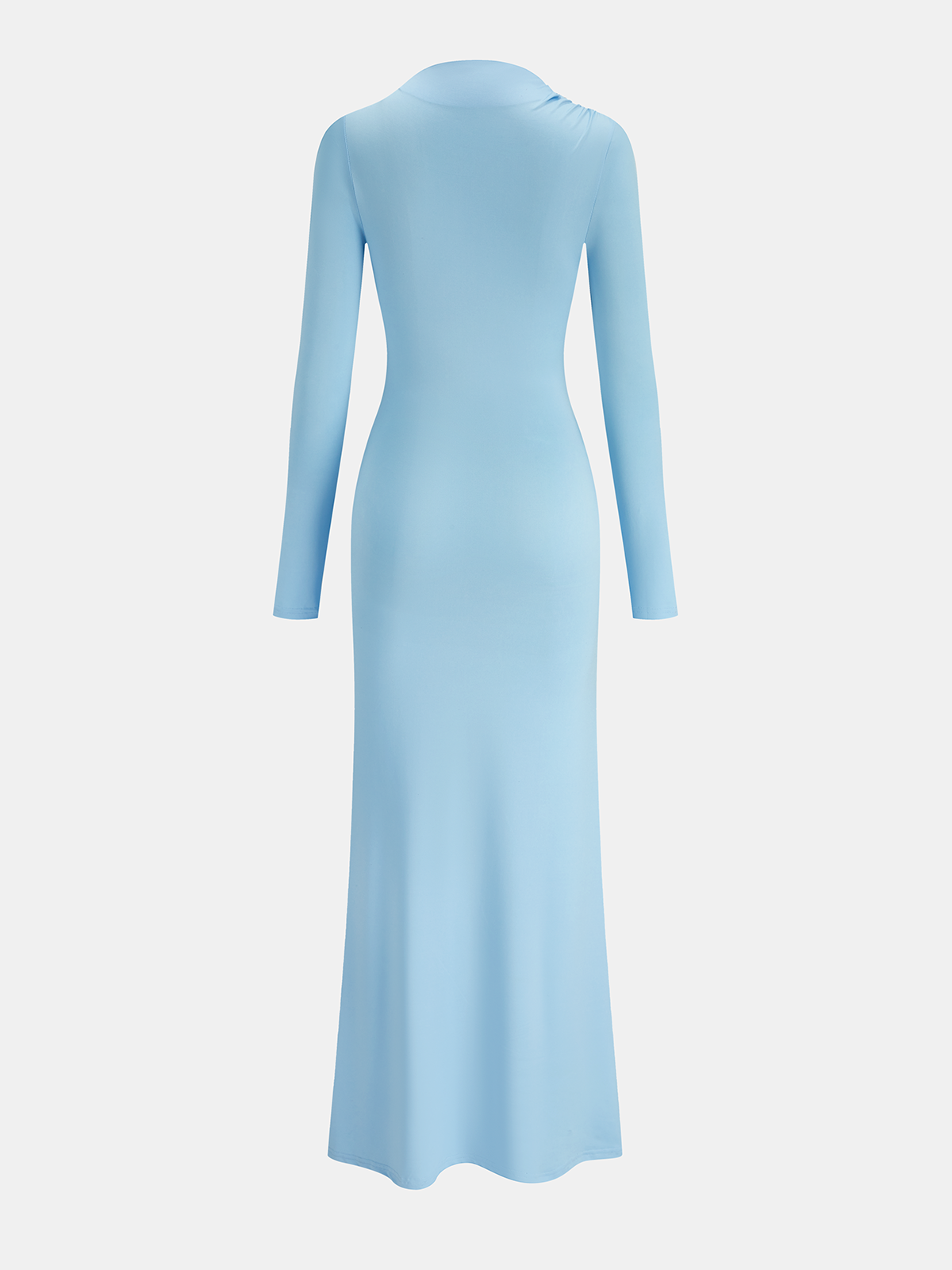 Robe longue drapée à manches longues et anneaux métalliques 