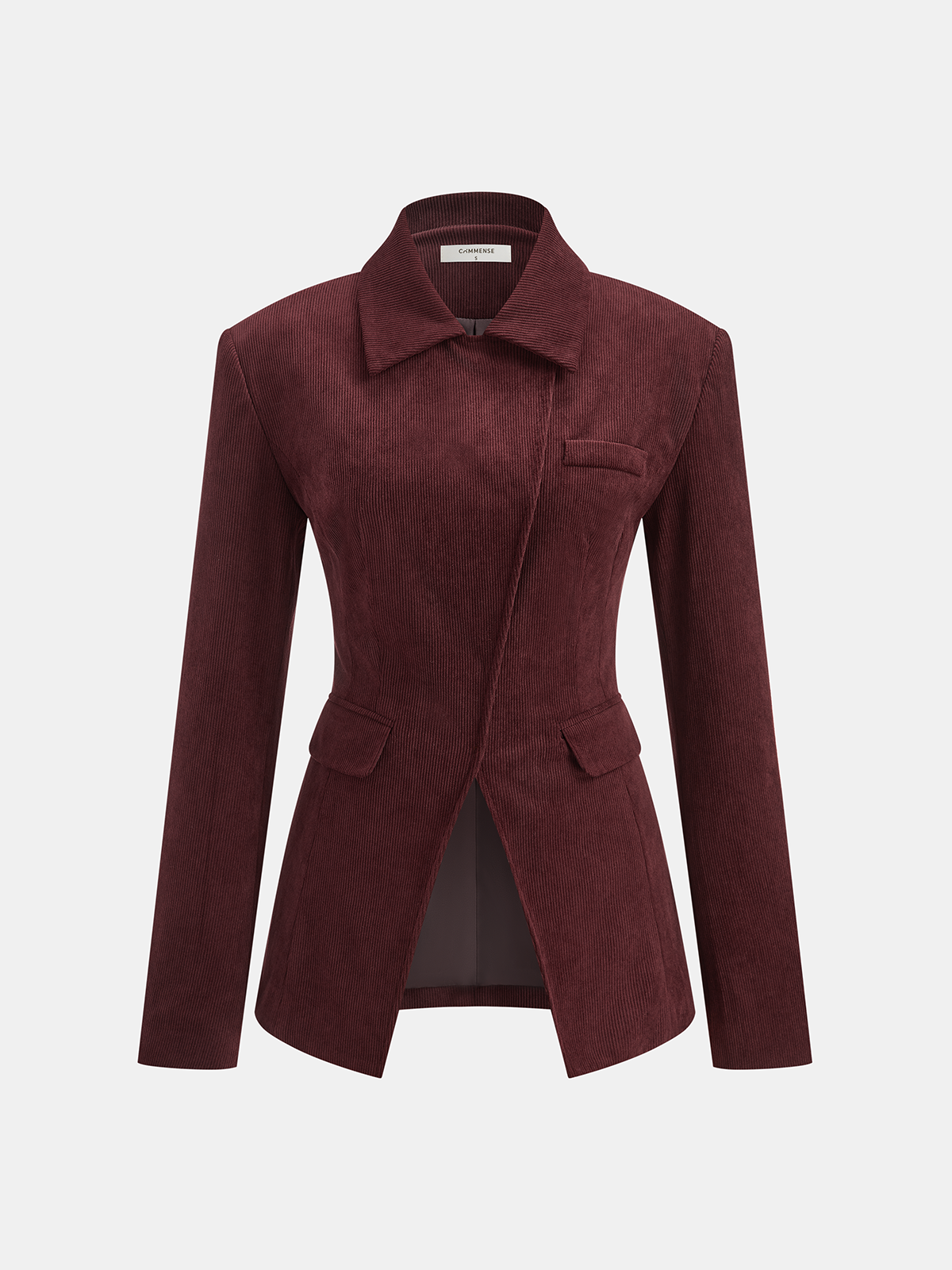Collared Asymmetric Corduroy Blazer