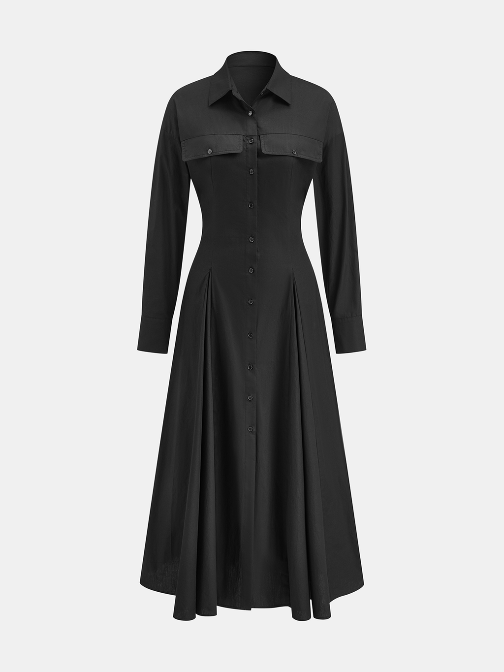 Robe-chemise plissée boutonnée sur le devant