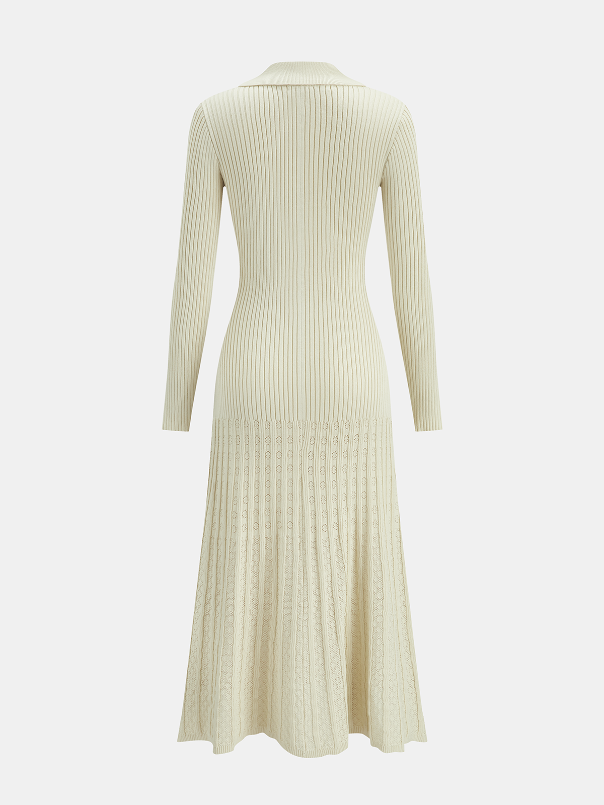 Metal Button Ribbed Knit Shirt Dress