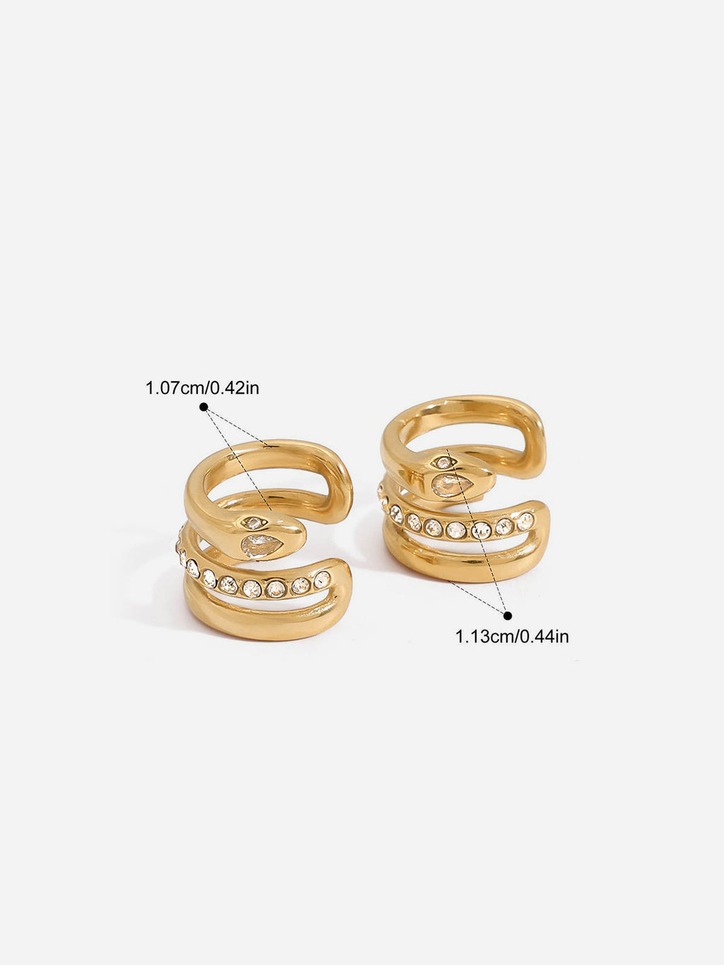 Boucles d'oreilles clips serpentées ornées de cristaux