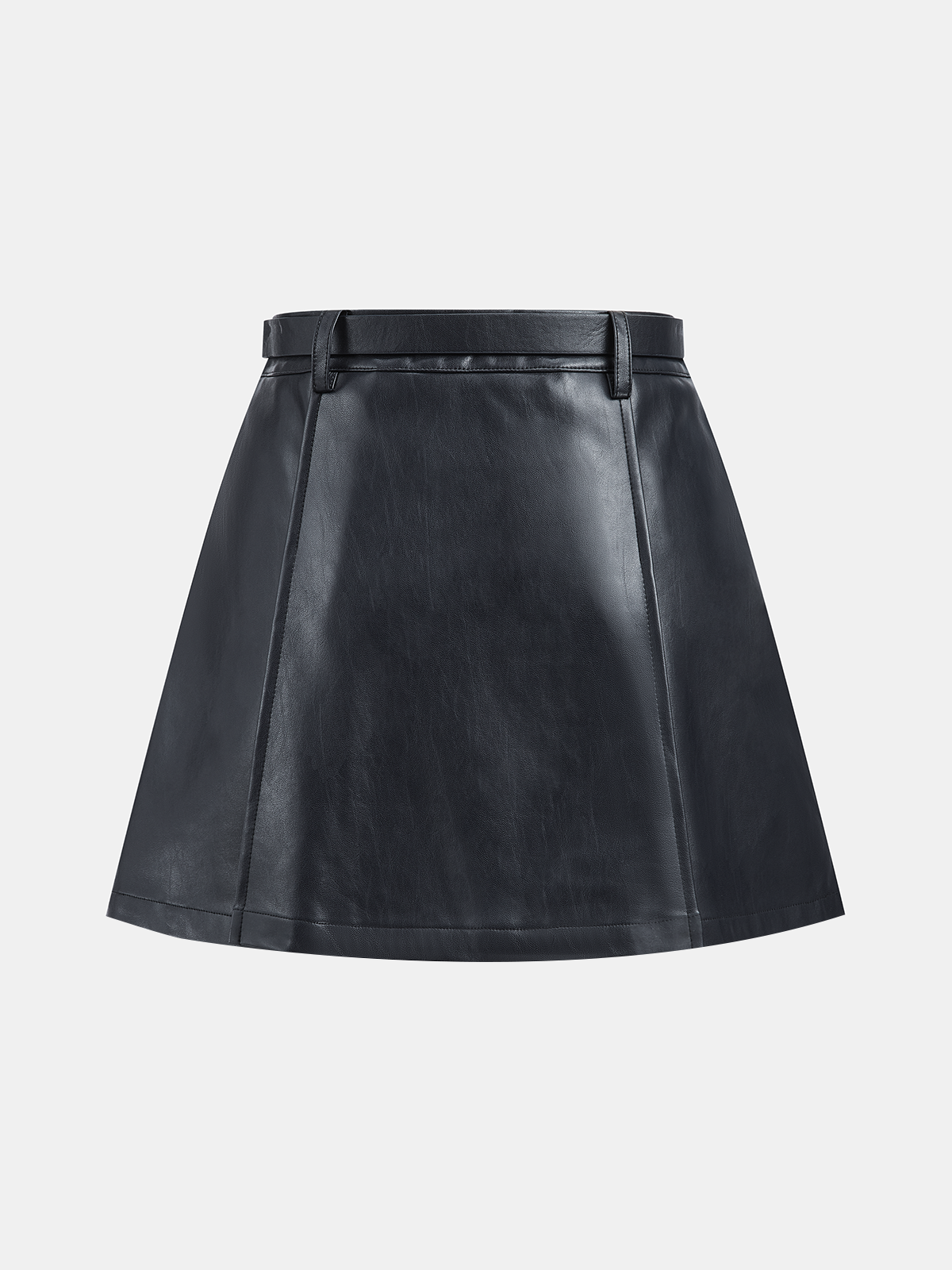 Belted Faux Leather Mini Skirt