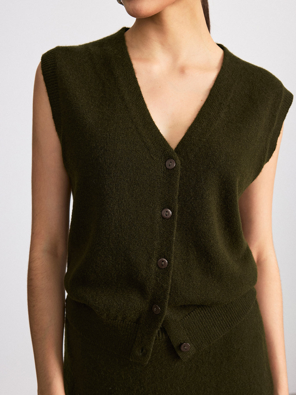 Set aus Strickweste und Maxirock aus Wollmischung