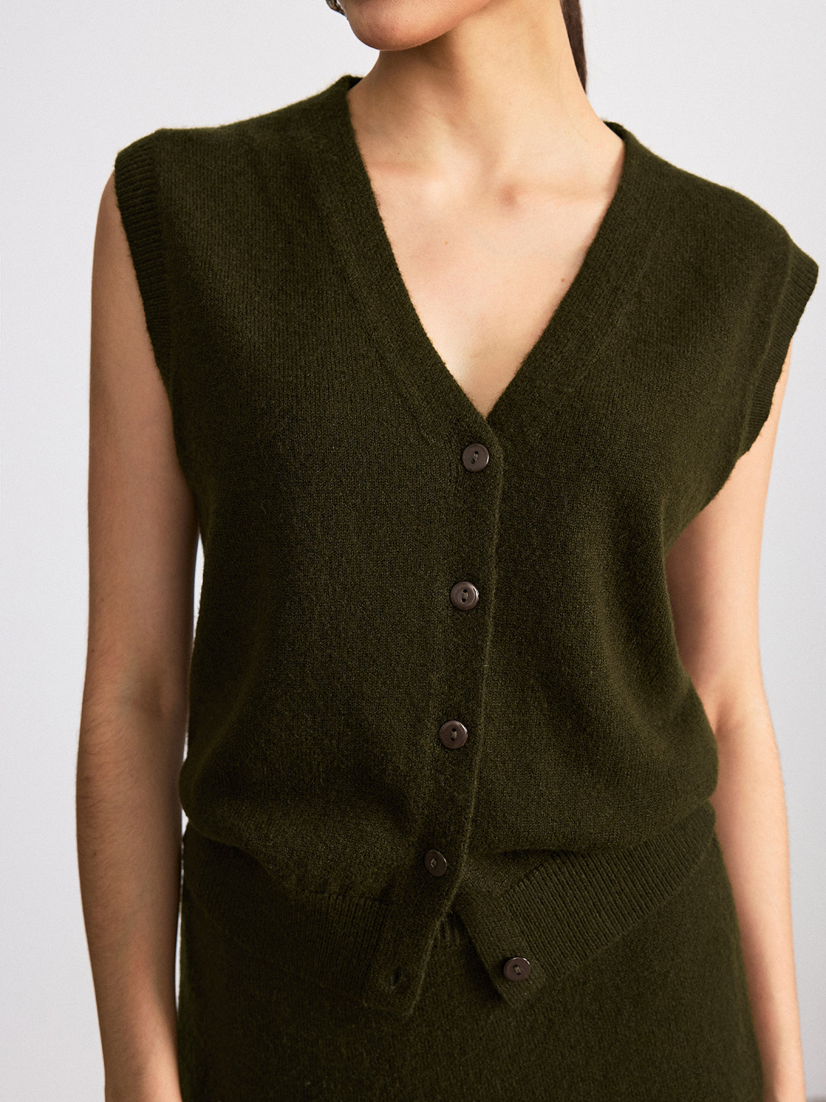 Set aus Strickweste und Maxirock aus Wollmischung