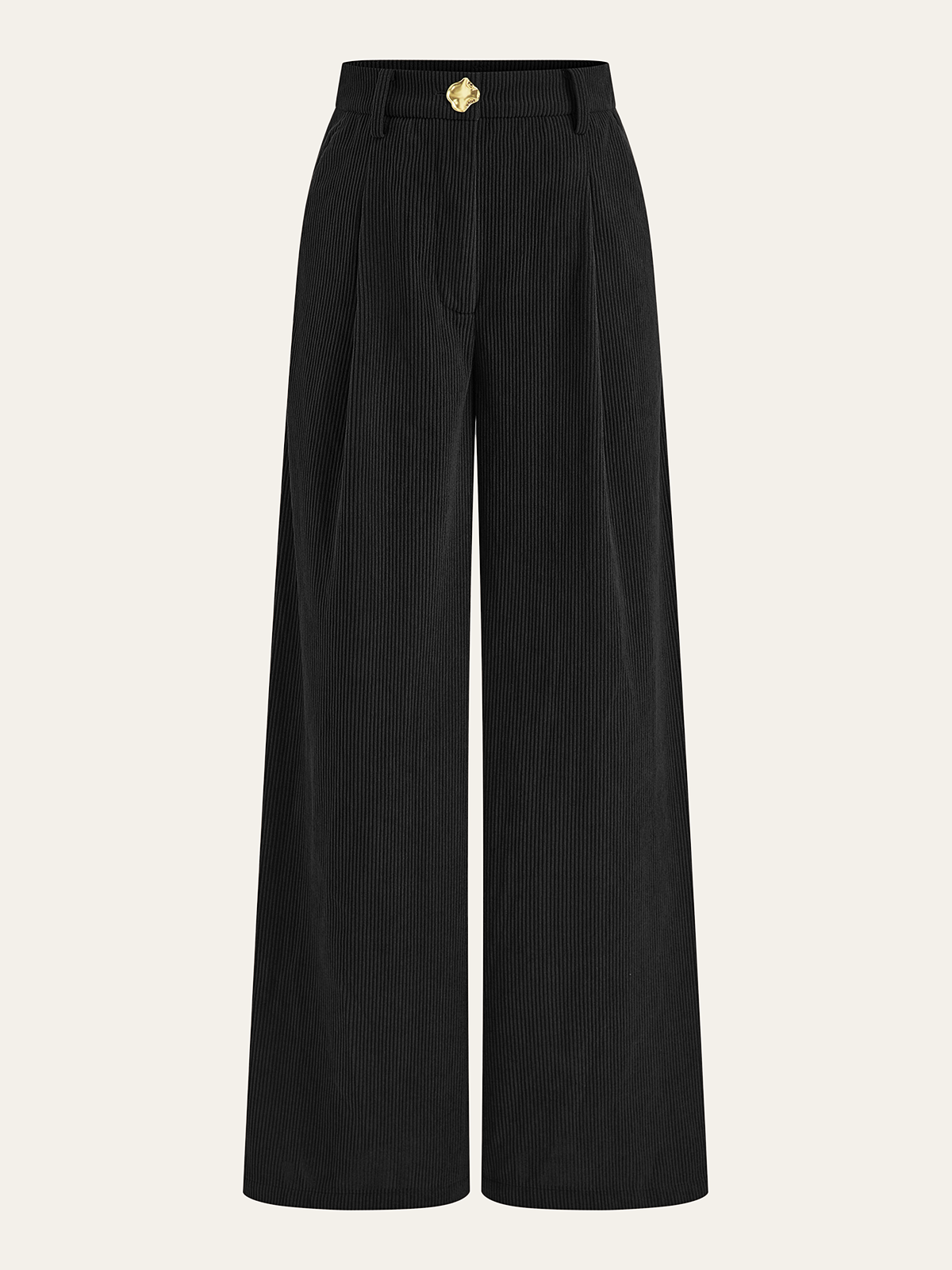 Cordhose mit weitem Bein und Bundfalten