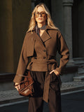 Manteau croisé en tweed à ceinture