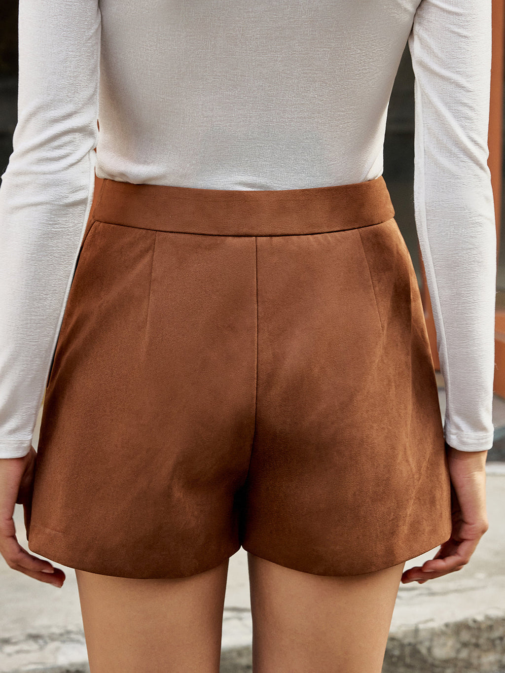 Shorts taille haute effet daim