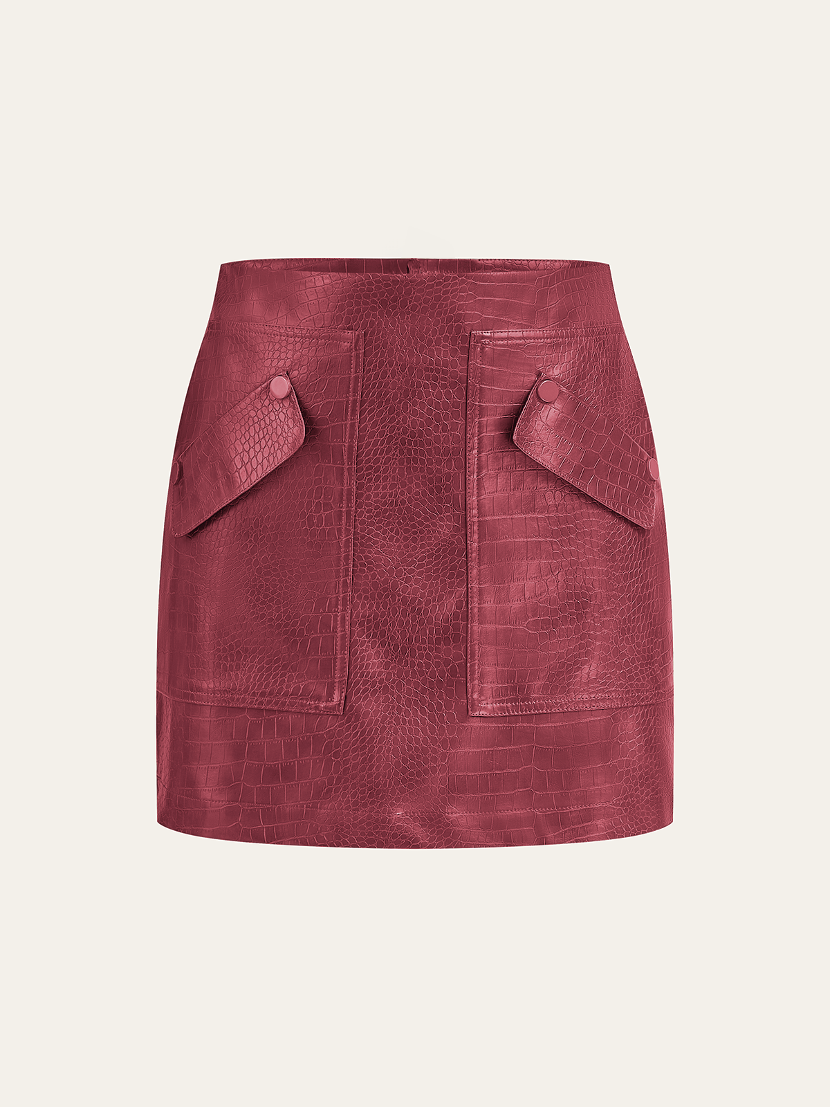 Faux Leather Crocodile-Embossed Mini Skirt
