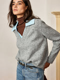 Wollpullover mit Kontrastkragen