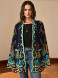 Cardigan ceinturé à imprimé cachemire