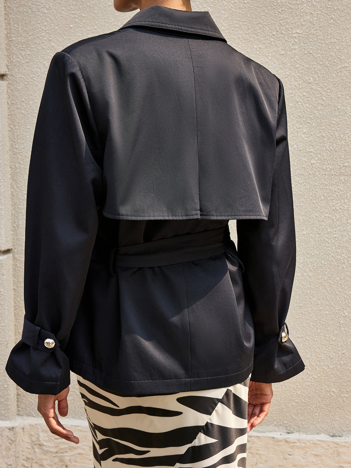 Double-Breasted Belted Trench Coat