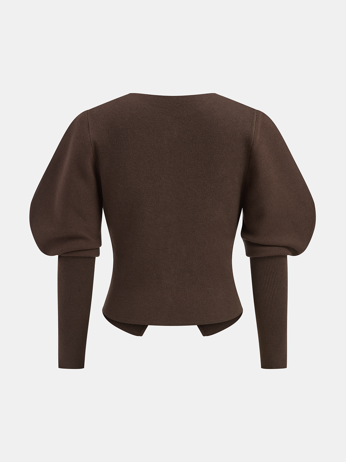 Leg-Of-Mutton Sleeve Heart-Button Wool Blend Cardigan