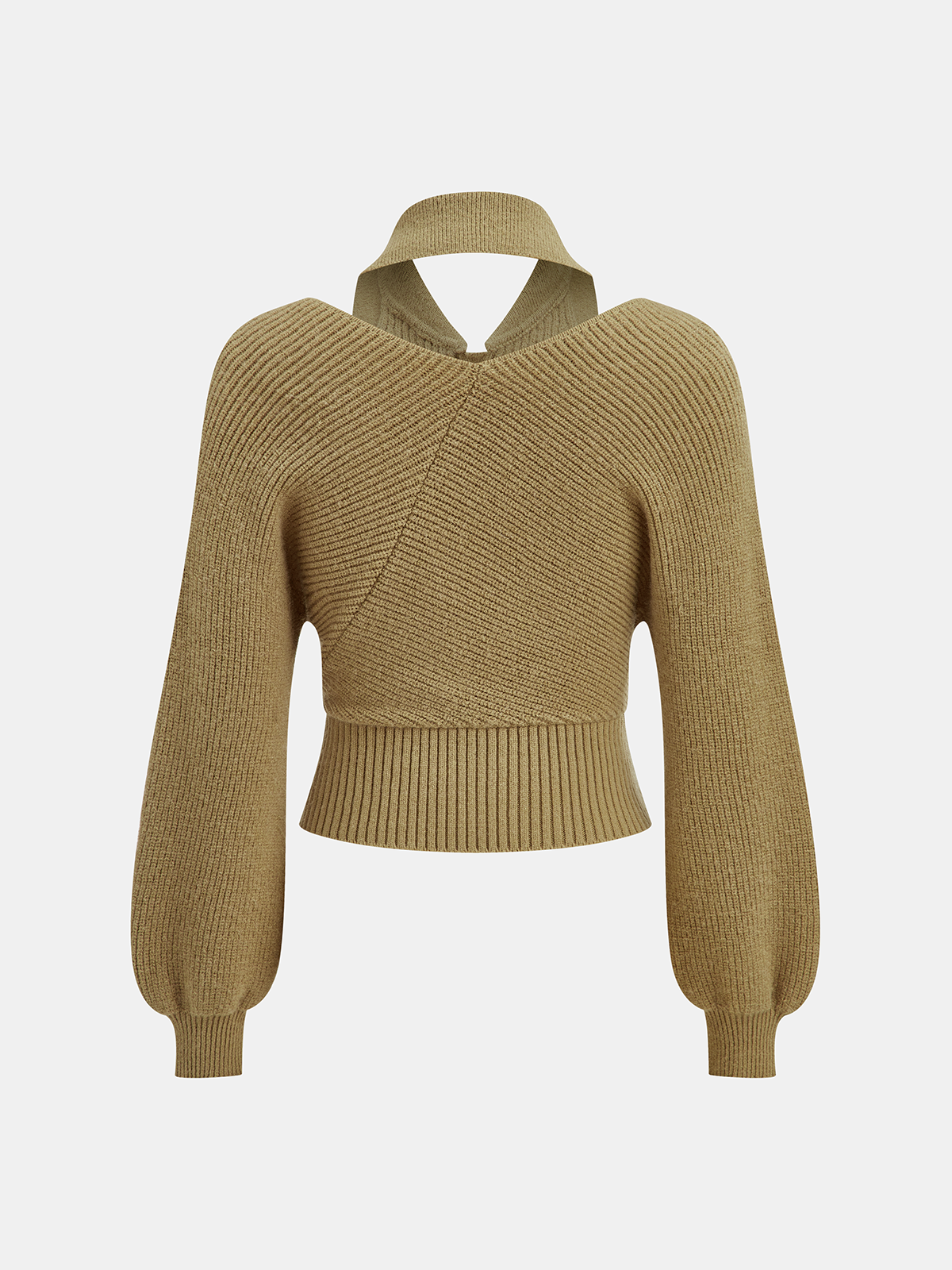 Pullover mit Kragen, Cut-Out und überkreuzter Vorderseite