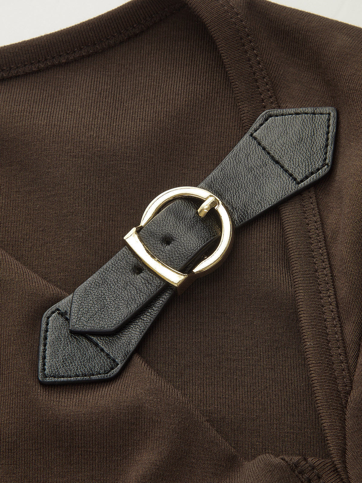 Belt-Decor Asymmetric Long Sleeve T-Shirt