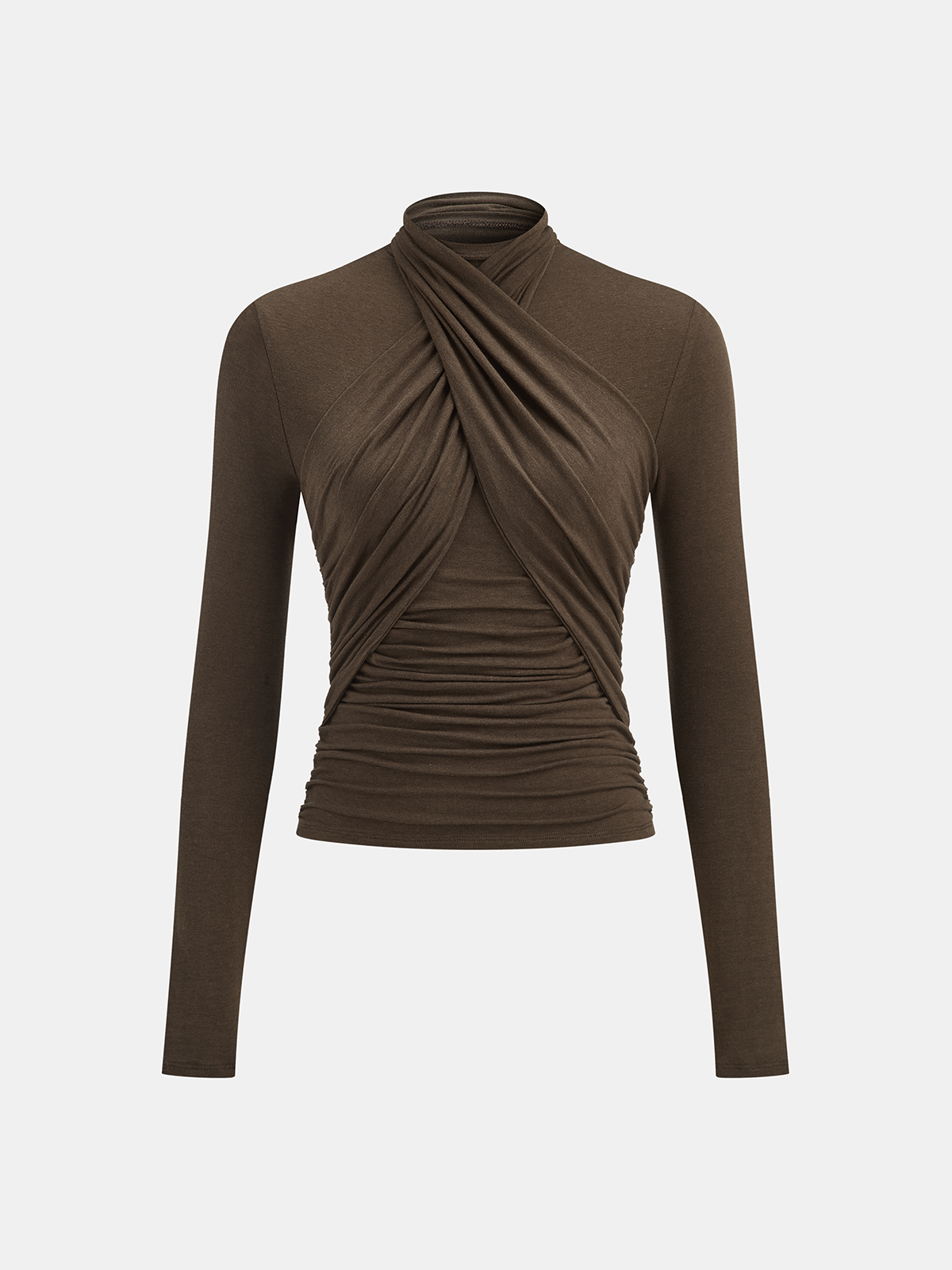 Blouse drapée à manches longues et devant croisé