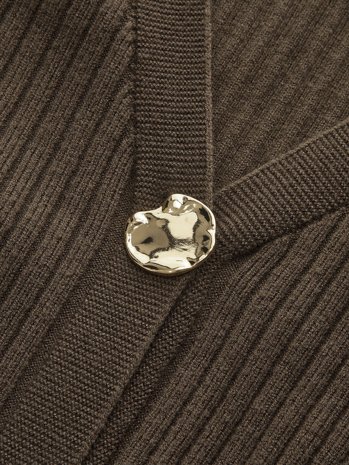 Metal Button Ribbed Cardigan