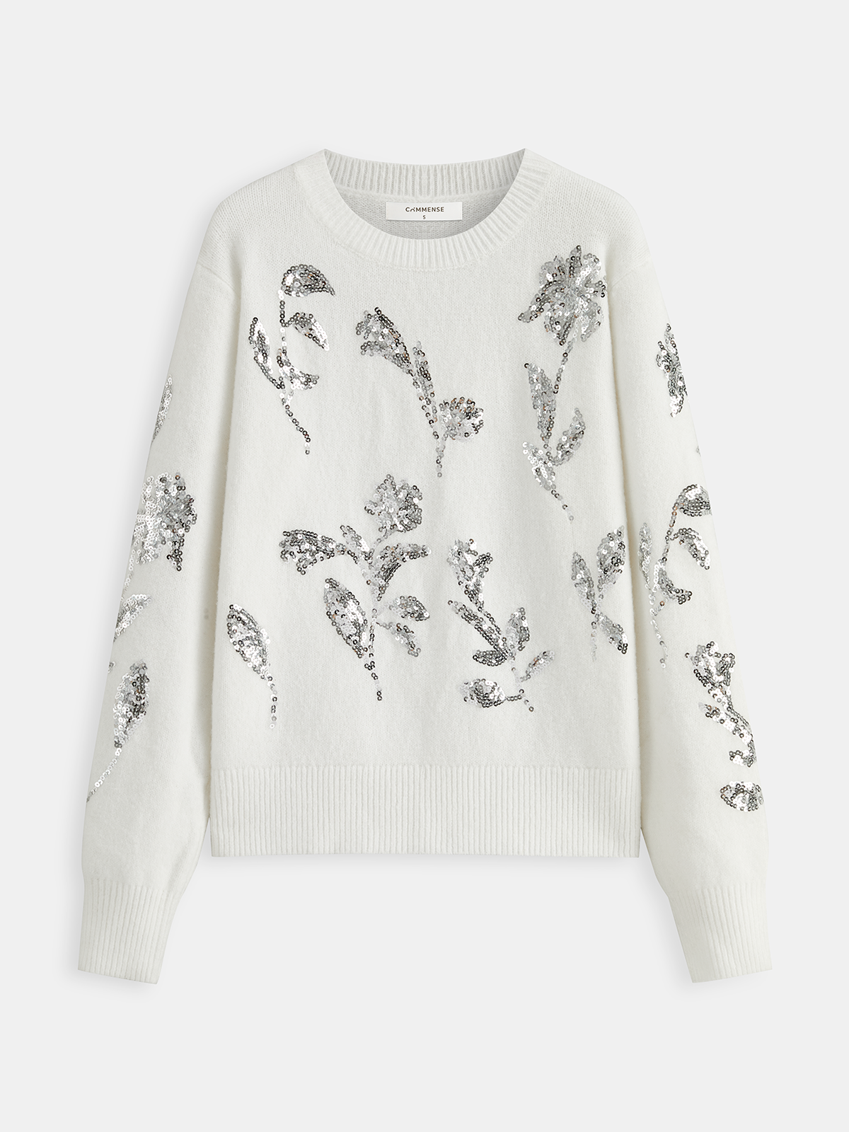 Pull oversize à sequins et fleurs 