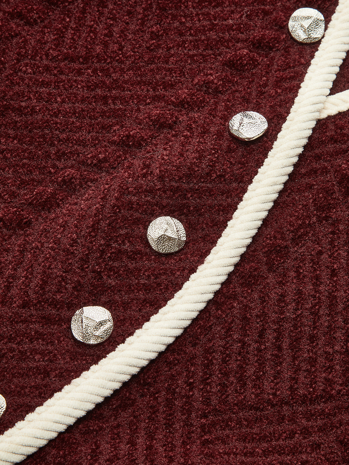 Curved Contrast Trim Chenille Blend Vest