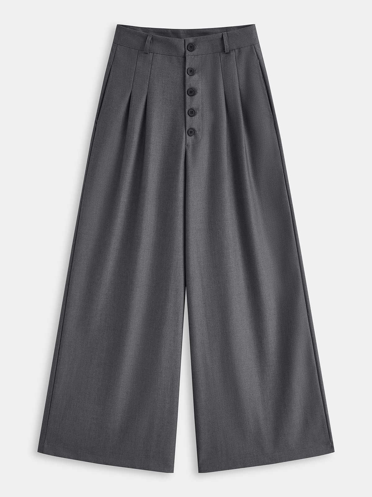 Button Front High-Waisted Wide-Leg Pants