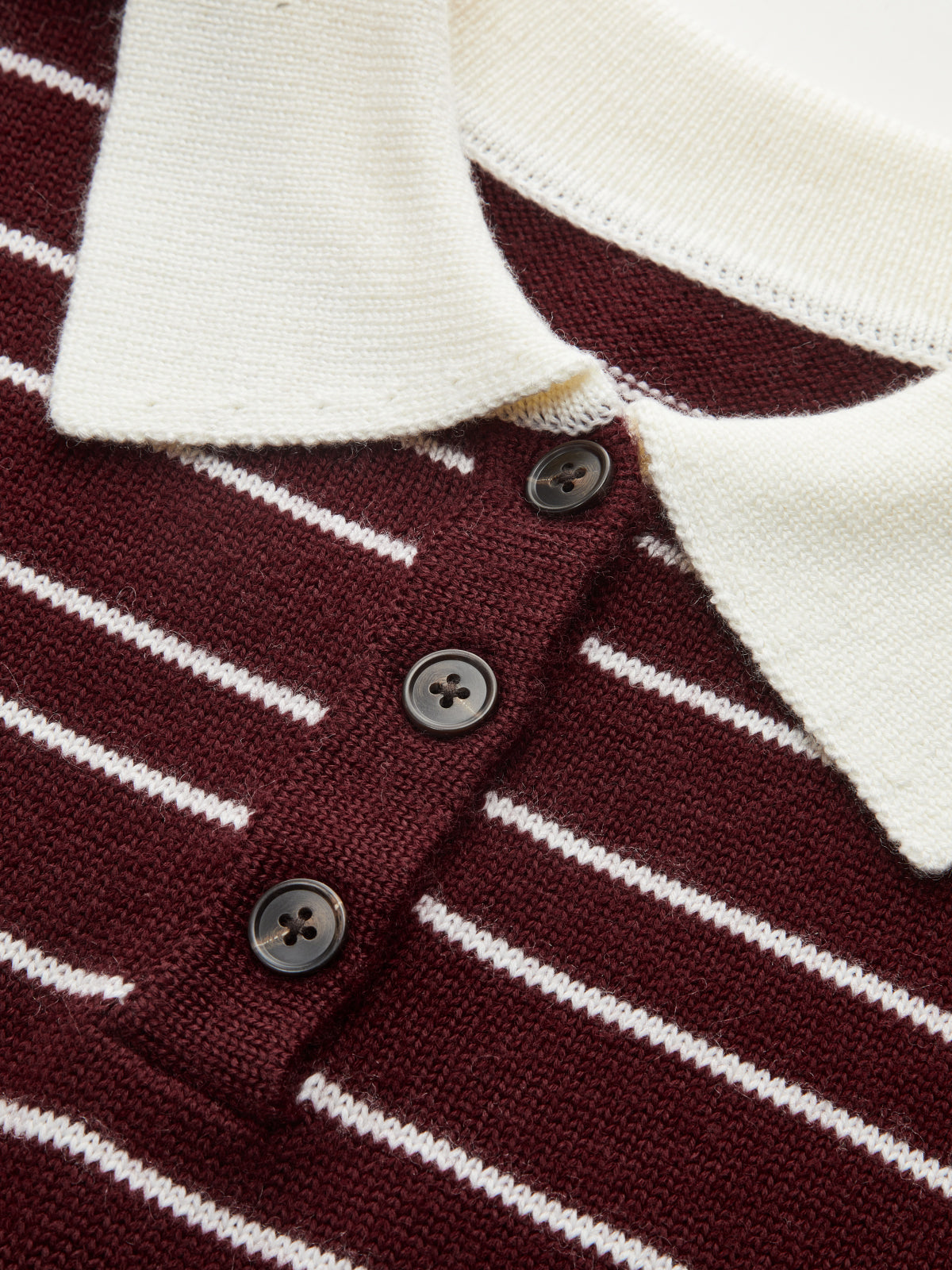Striped Long Sleeved Knit Polo Top