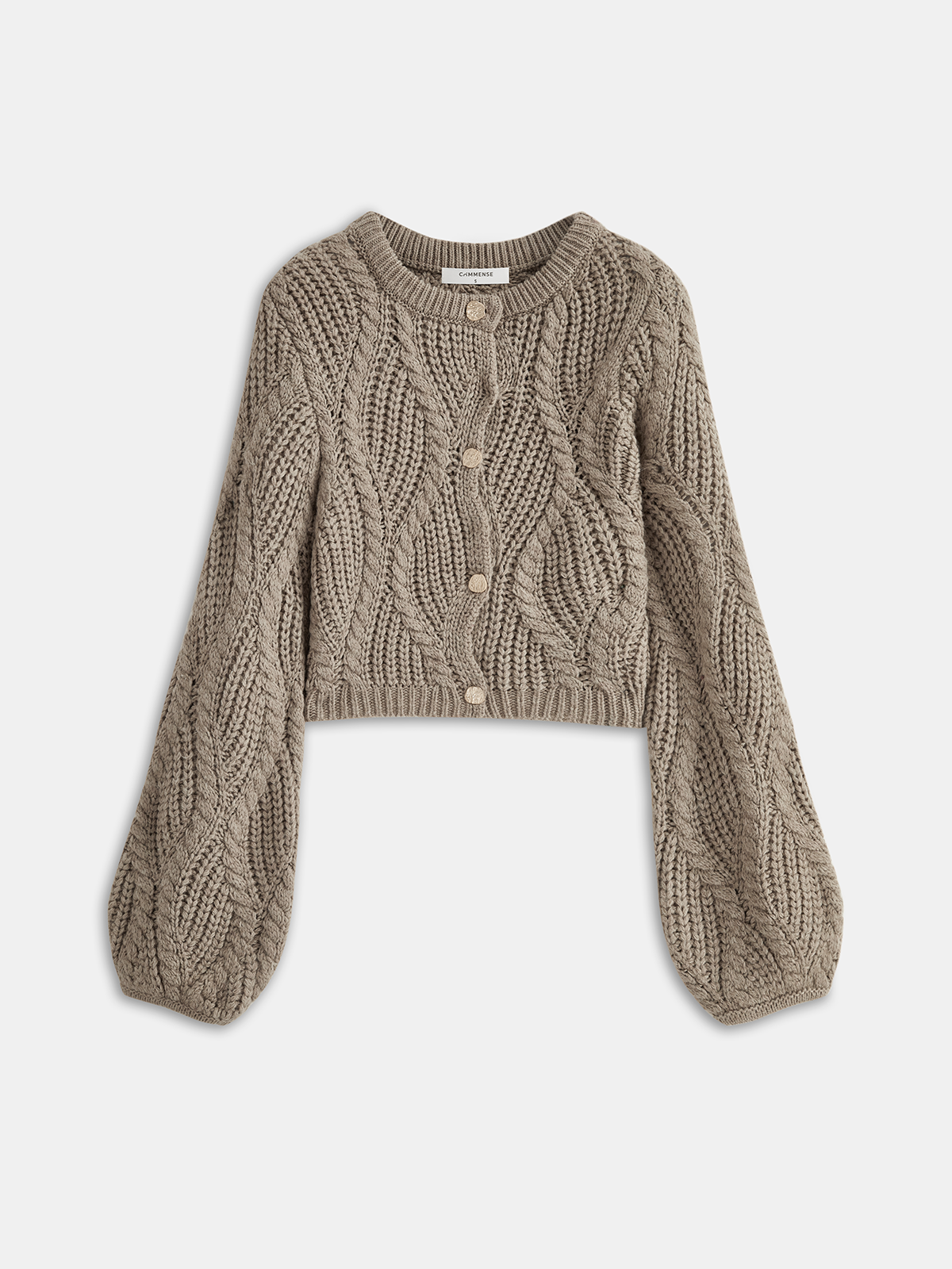 Wool Blend Cable Knit Cardigan