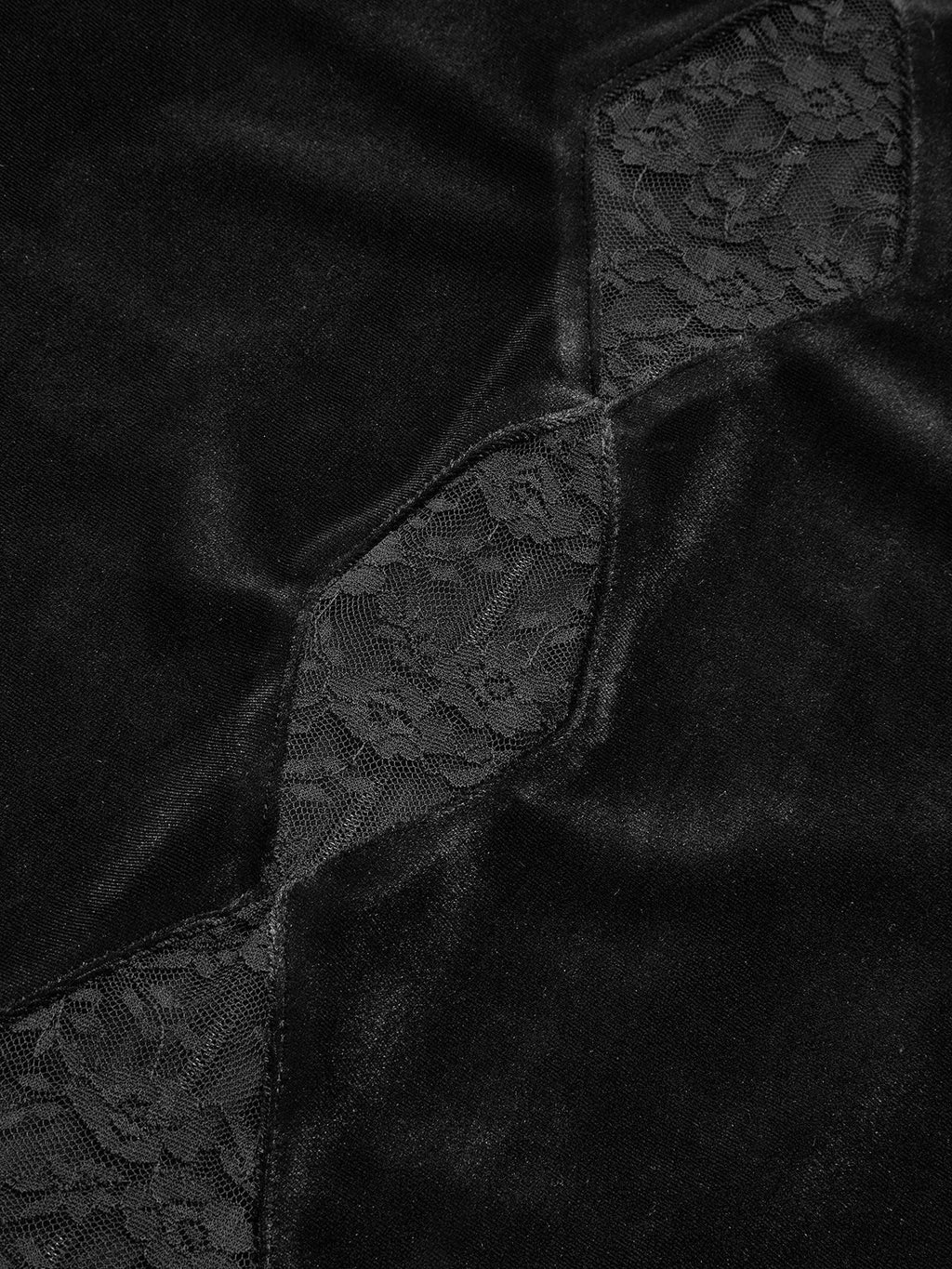 Lace Panel Velvet Long-Sleeve Maxi Dress