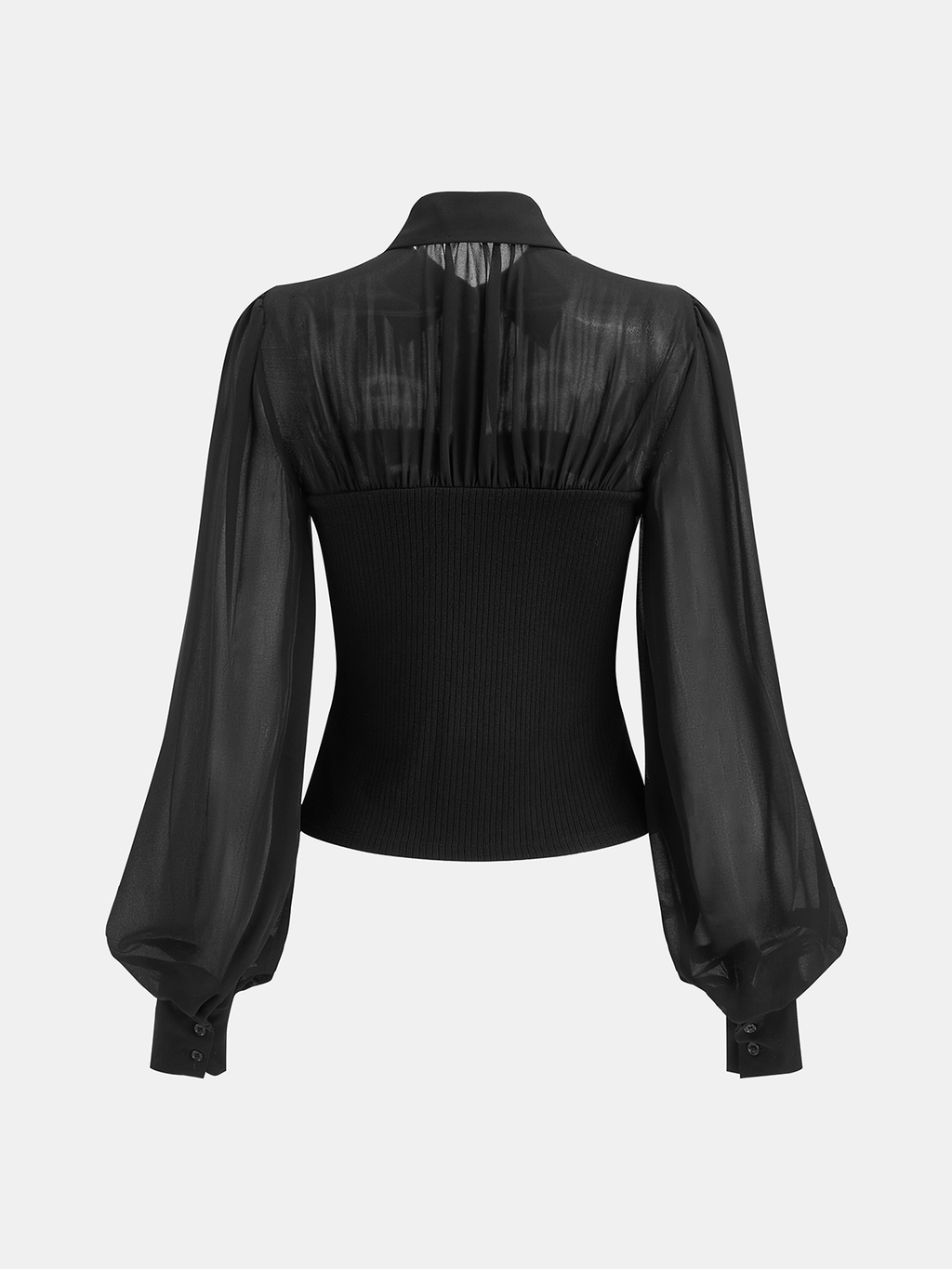 Geripptes, halbtransparentes Langarmshirt