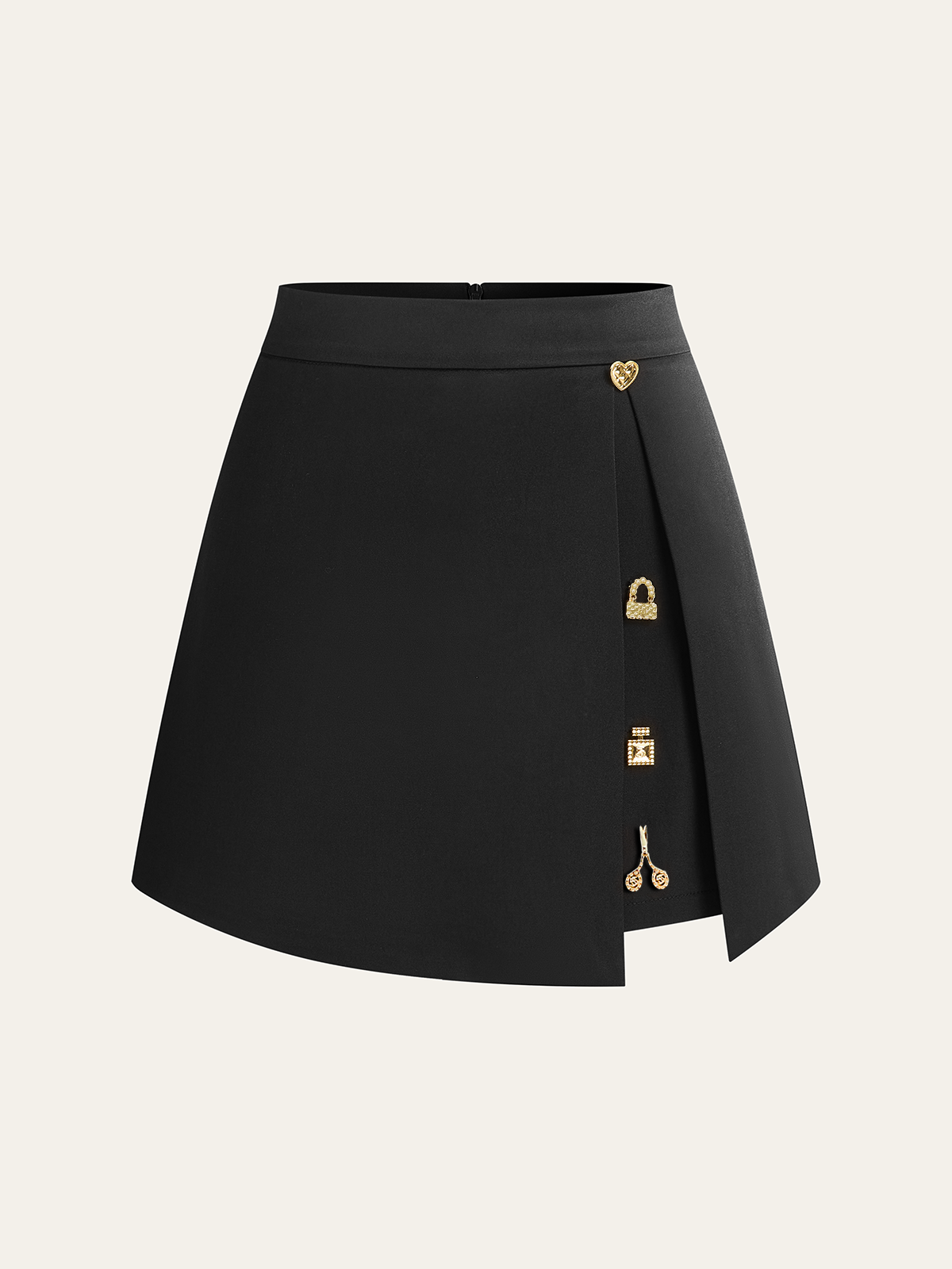 Asymmetrischer Skort mit Metalldekor 