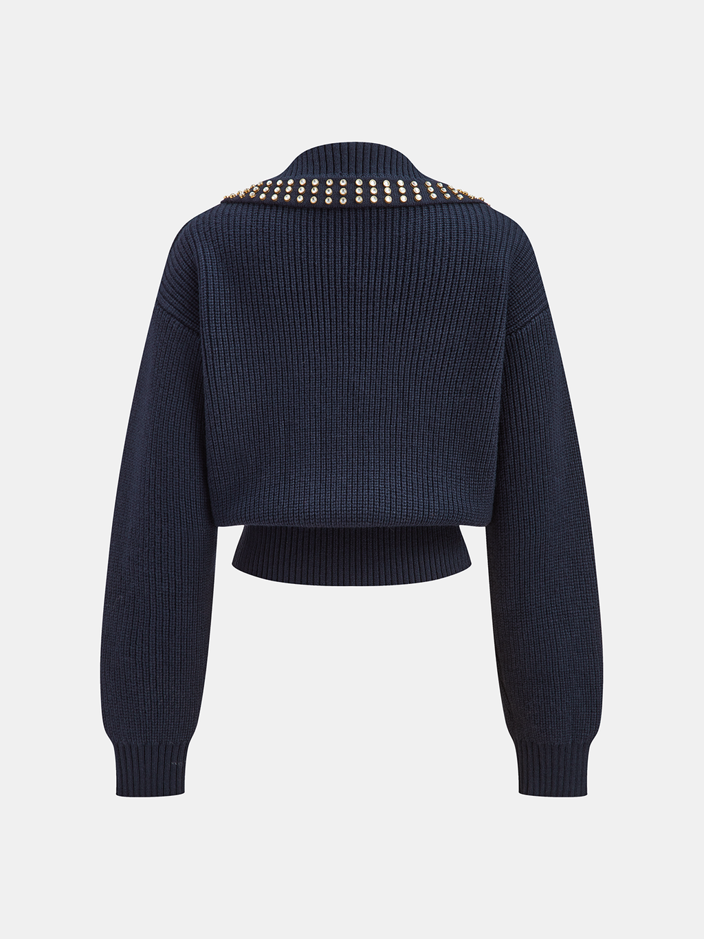 Pull en V en laine mélangée avec col clouté