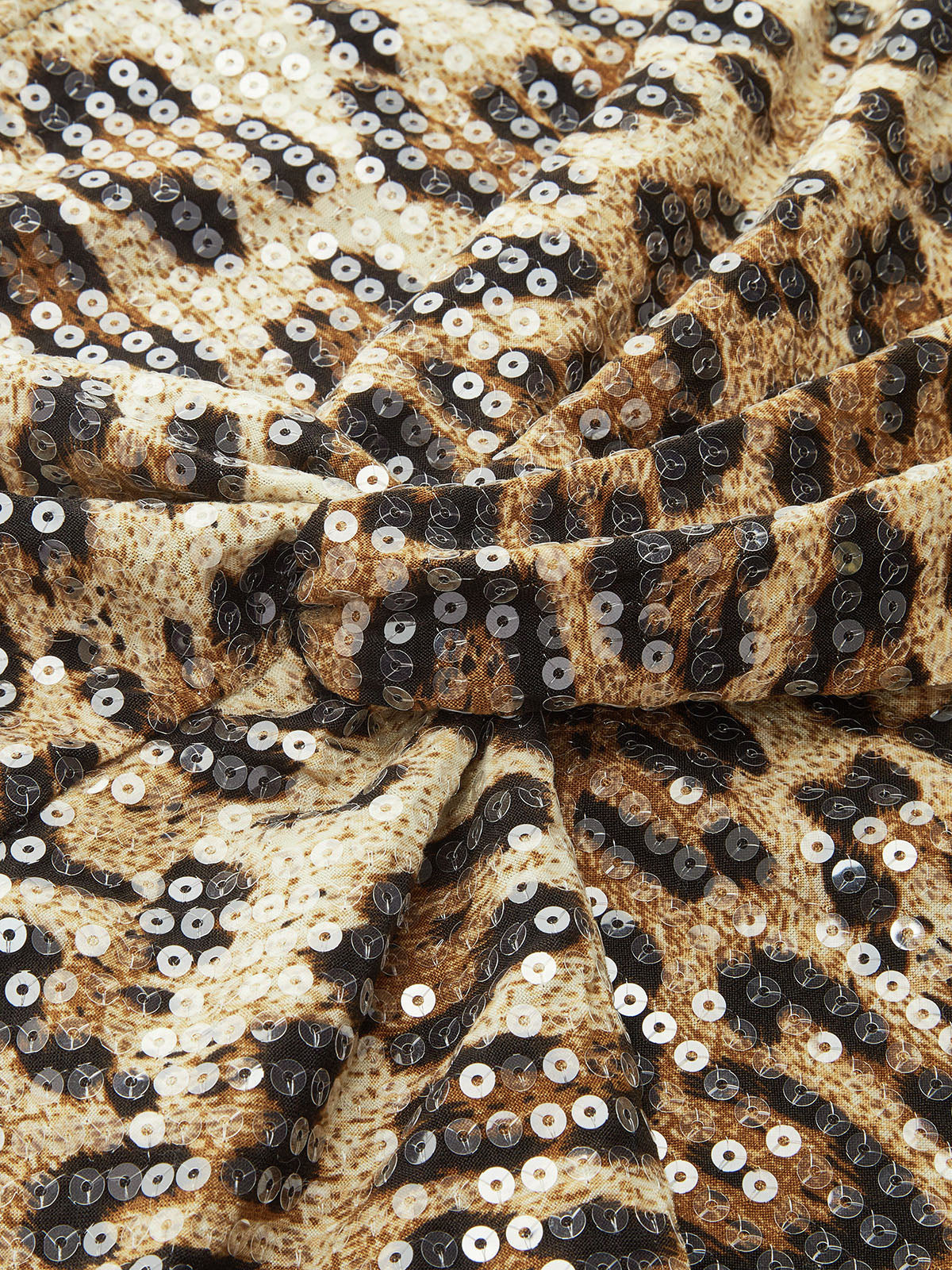 Leopard Print Sequin Mini Skirt